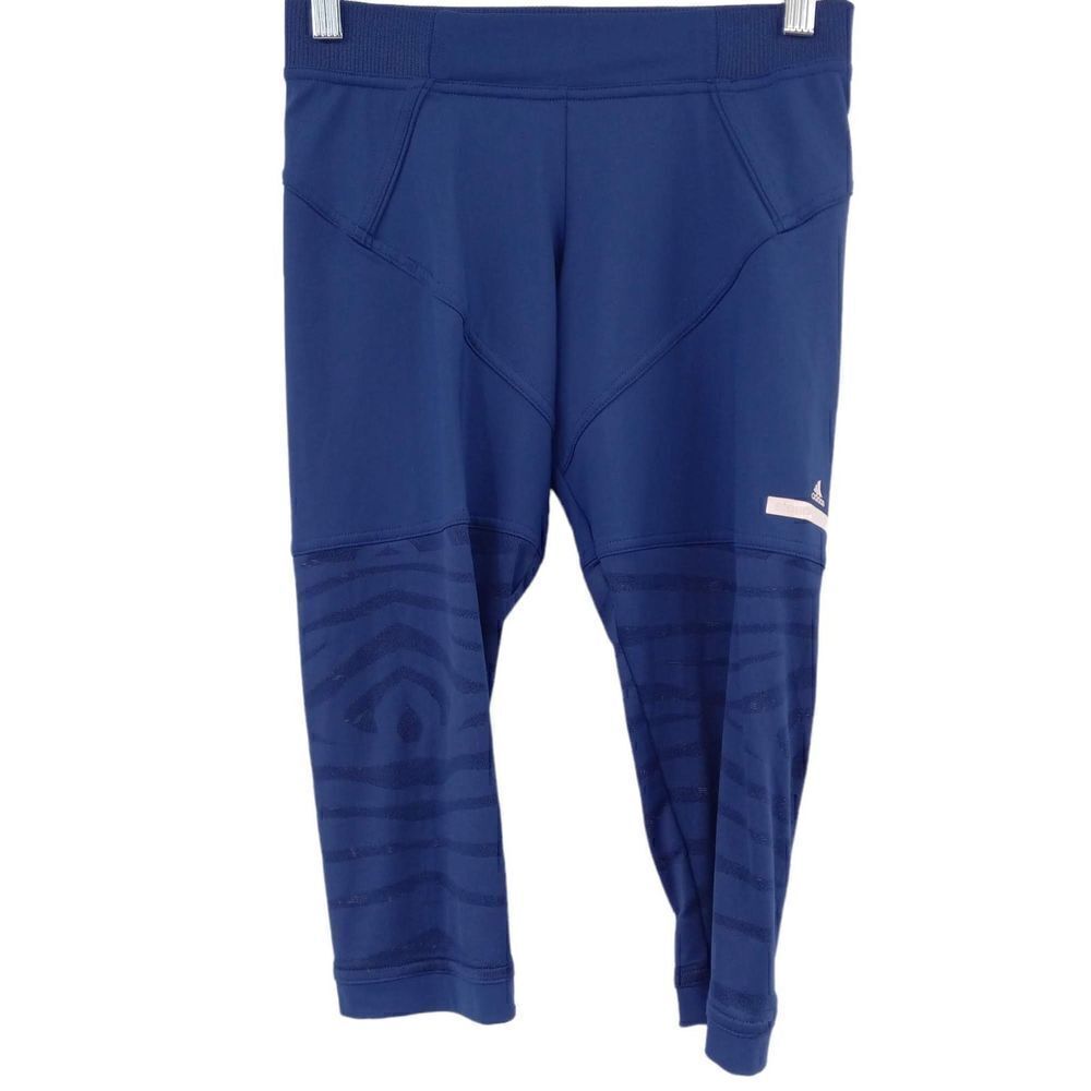 Adidas Stella McCartney Studio Zebra Print Crop Sport Legging Dark Blue Women XS